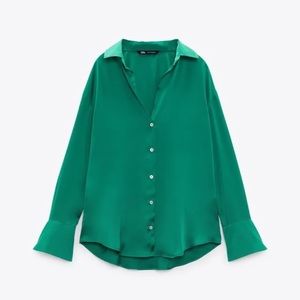 Zara Satin Green Blouse